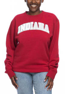 Womens Crimson Indiana Hoosiers Sparkle Chenille Sport Fleece Crew Sweatshirt