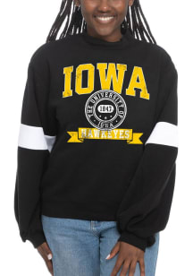 Womens Black Iowa Hawkeyes Mock Neck Crew Sweatshirt