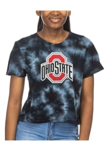 Ohio State Buckeyes Womens Black Cloud Dye Crop Short Sleeve T-Shirt