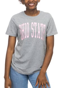 Ohio State Buckeyes Womens Grey Scoop Bottom Short Sleeve T-Shirt