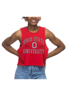 Ohio State Buckeyes Womens Red Cropped Muscle Tank Top