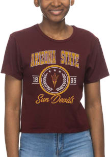 Arizona State Sun Devils Womens Maroon Crop Short Sleeve T-Shirt