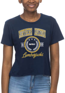 Northern Arizona Lumberjacks Womens Navy Blue Crop Short Sleeve T-Shirt