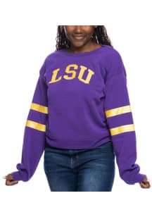 LSU Tigers Womens Purple Glitter Crew Sweatshirt