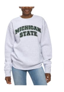 Womens Ash Michigan State Spartans Chenille Sport Fleece Crew Sweatshirt