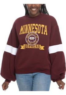 Womens Maroon Minnesota Golden Gophers Mock Neck Crew Sweatshirt