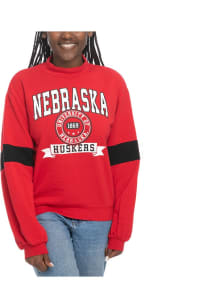 Womens Red Nebraska Cornhuskers Mock Neck Crew Sweatshirt