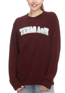 Texas A&amp;M Aggies Womens Maroon Sparkle Chenille Sport Fleece Crew Sweatshirt