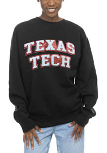 Texas Tech Red Raiders Womens Black Sparkle Chenille Sport Fleece Crew Sweatshirt