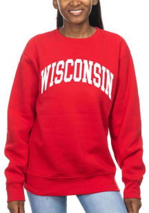 Womens Red Wisconsin Badgers Sport Fleece Crew Sweatshirt