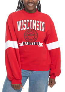 Womens Red Wisconsin Badgers Mock Neck Crew Sweatshirt