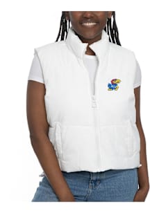 Kansas Jayhawks Womens White Puffer Vest