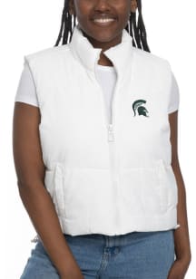 Womens White Michigan State Spartans Puffer Vest