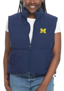 Michigan Wolverines Womens Navy Blue Puffer Vest