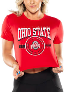 Ohio State Buckeyes Glitter Crop Short Sleeve T-Shirt - Red