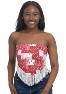 Womens Crimson Indiana Hoosiers Bandana Fringe Tank Top