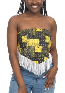 Womens Black Iowa Hawkeyes Bandana Fringe Tank Top