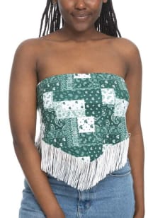 Womens Green Michigan State Spartans Bandana Fringe Tank Top