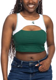 Womens Green Michigan State Spartans Peek-a-Boo Tank Top