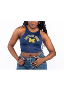 Womens Navy Blue Michigan Wolverines First Down Tank Top