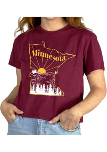 Minnesota Golden Gophers Womens Maroon Crop Short Sleeve T-Shirt