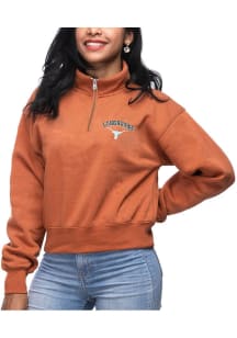 Texas Longhorns Womens Burnt Orange Cropped Sport 1/4 Zip Pullover