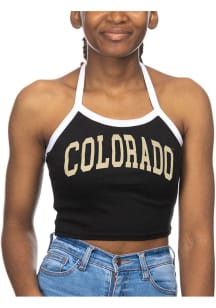 Colorado Buffaloes Womens Black Crop Halter Tank Top