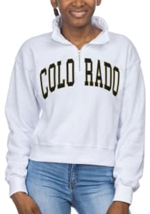 Colorado Buffaloes Womens White Cropped Sport 1/4 Zip Pullover