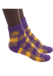 LSU Tigers Buffalo Check Womens Quarter Socks