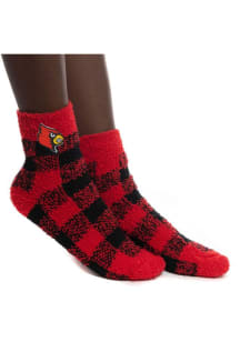 Louisville Cardinals Buffalo Check Womens Quarter Socks