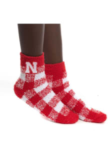 Buffalo Check Nebraska Cornhuskers Womens Quarter Socks - Red