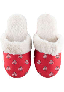 Fuzzy Ohio State Buckeyes Womens Slippers - Red