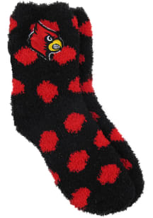 Louisville Cardinals Fuzzy Dot Womens Quarter Socks