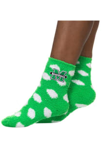 Marshall Thundering Herd Fuzzy Dot Womens Quarter Socks