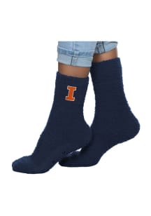 Fuzzy Slipper Illinois Fighting Illini Womens Quarter Socks - Navy Blue