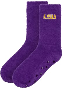 LSU Tigers Fuzzy Slipper Womens Quarter Socks