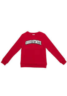 Girls Red Ohio State Buckeyes Sparkle Chenille Long Sleeve Crew Sweatshirt