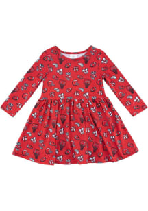 Toddler Girls Red Wisconsin Badgers All-Over Print Short Sleeve Dress