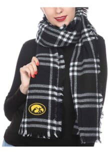 Plaid Blanket Design Iowa Hawkeyes Womens Scarf - Black