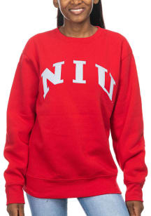 Northern Illinois Huskies Womens Red Fleece Crew Sweatshirt