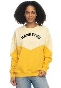 Iowa Hawkeyes Womens Yellow Bestie Crew Sweatshirt