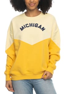 Womens Gold Michigan Wolverines Bestie Crew Sweatshirt