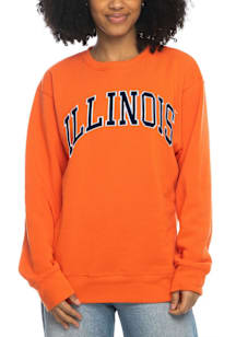 Illinois Fighting Illini Womens Orange Sport Fleece Crew Sweatshirt