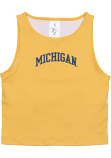 Girls Yellow Michigan Wolverines 1st Down Short Sleeve Tank Top