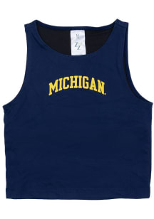 Girls Navy Blue Michigan Wolverines 1st Down Short Sleeve Tank Top