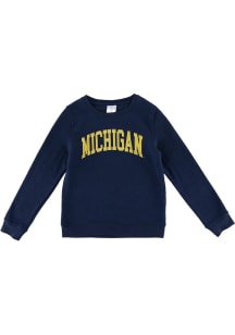 Girls Navy Blue Michigan Wolverines Primary Logo Long Sleeve Crew Sweatshirt