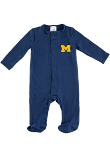 Baby Navy Blue Michigan Wolverines Primary Logo Style Loungewear One Piece Pajamas