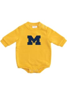 Baby Yellow Michigan Wolverines Primary Logo LS One Piece