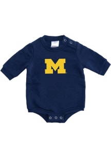 Baby Navy Blue Michigan Wolverines Primary Logo LS One Piece