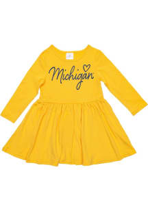 Toddler Yellow Michigan Wolverines Primary Logo Long Sleeve Dress